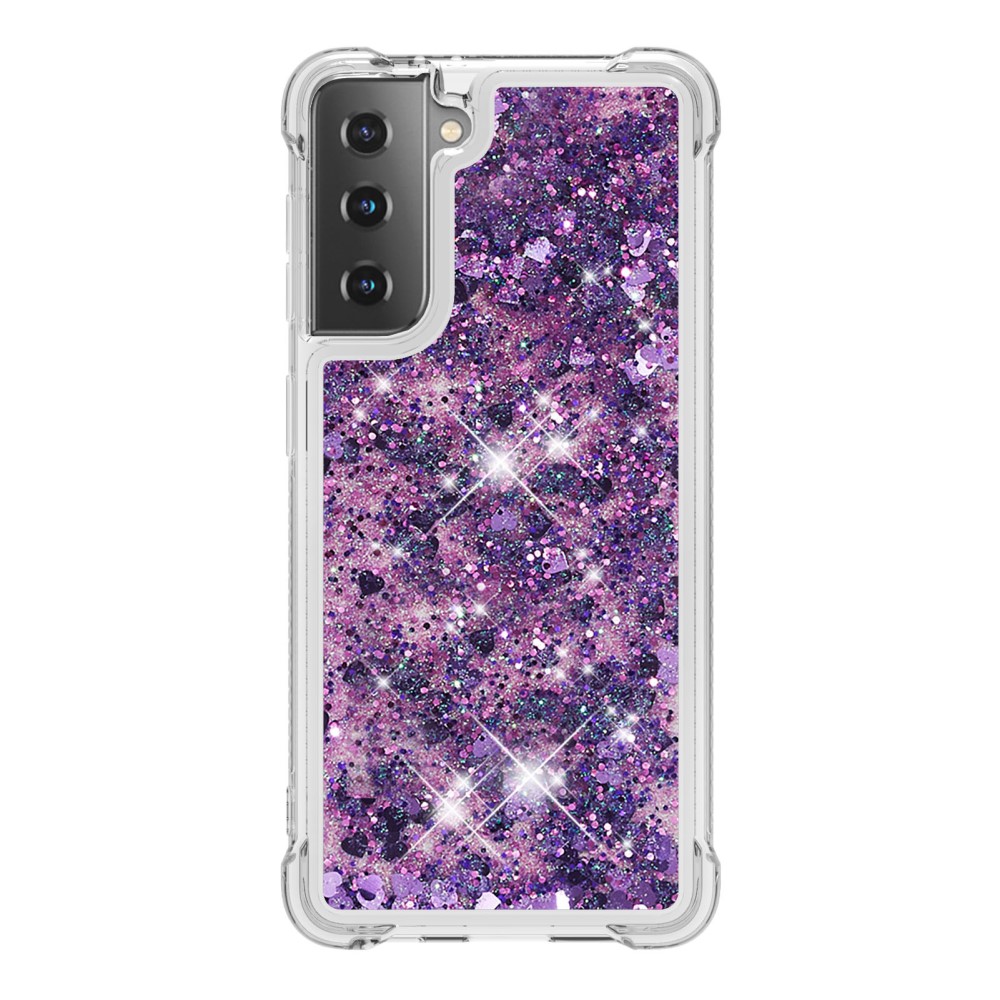  Samsung Galaxy S21 - Shockproof Quicksand Skal - Lila