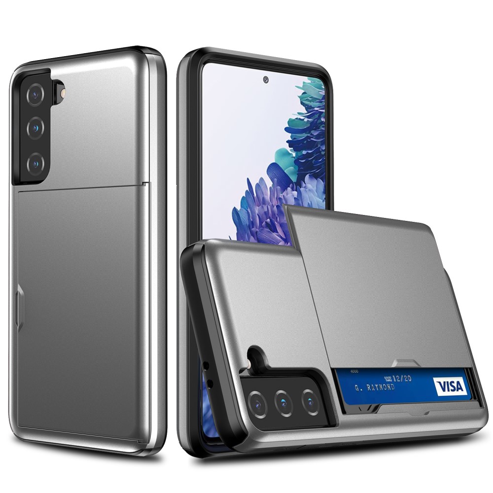  Samsung Galaxy S21 - Hybrid Skal Med Kortfack - Grå
