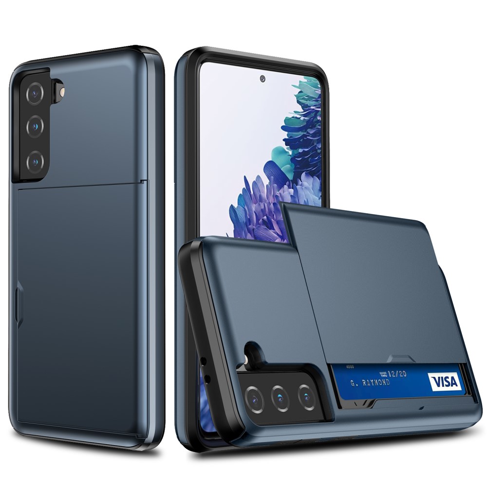  Samsung Galaxy S21 - Hybrid Skal Med Kortfack - Mörk Blå