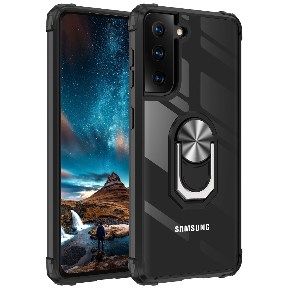  Samsung Galaxy S21 - Shockproof Ring Skal - Svart/Silver