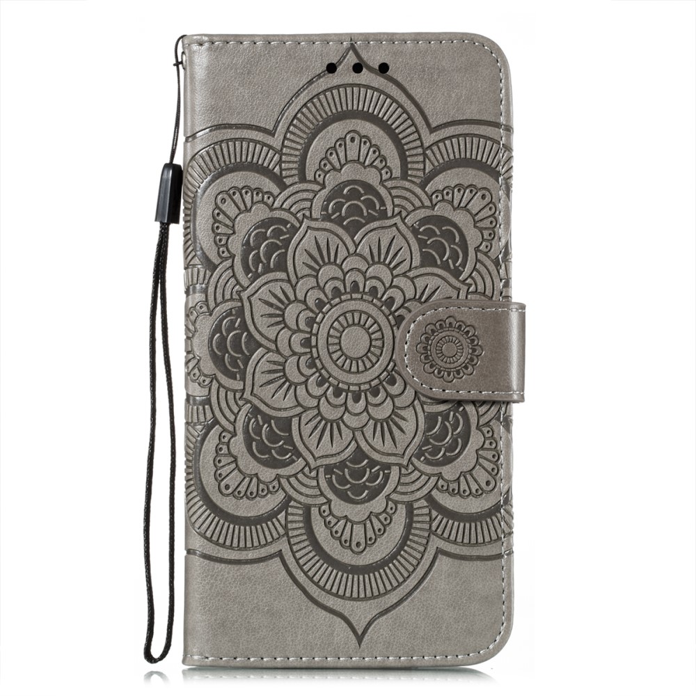  Samsung Galaxy S21 - Mandala Läder Fodral - Grå