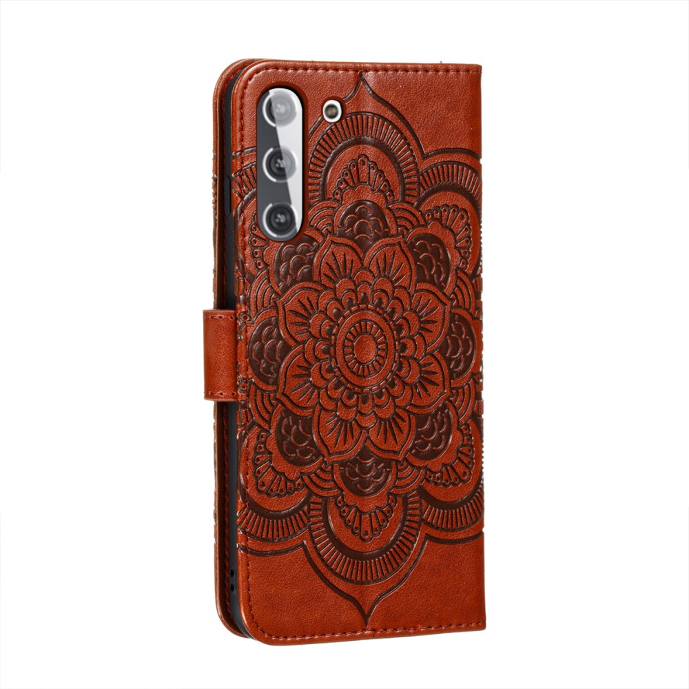  Samsung Galaxy S21 - Mandala Läder Fodral - Brun
