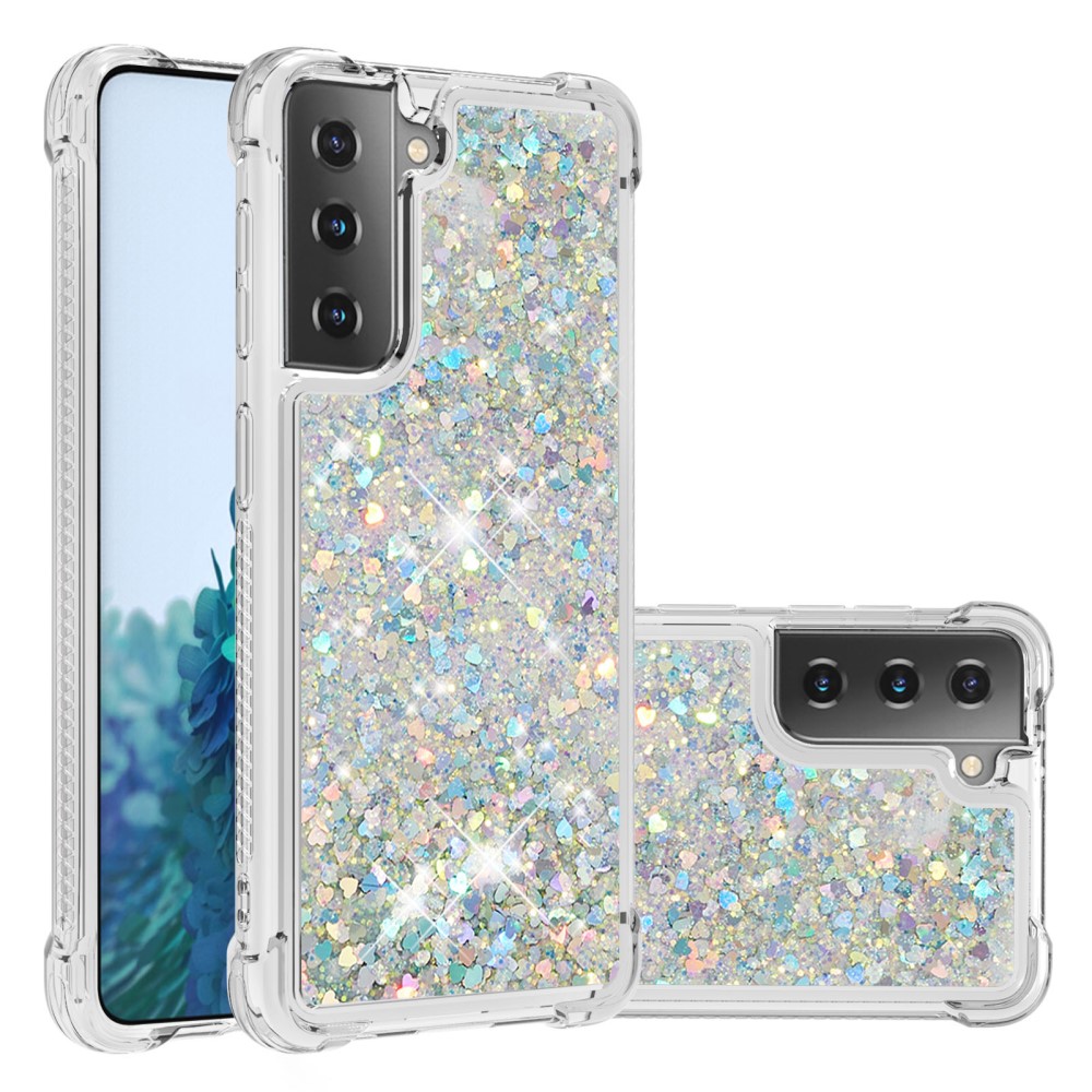  Samsung Galaxy S21 Plus - Shockproof Quicksand Skal - Silver