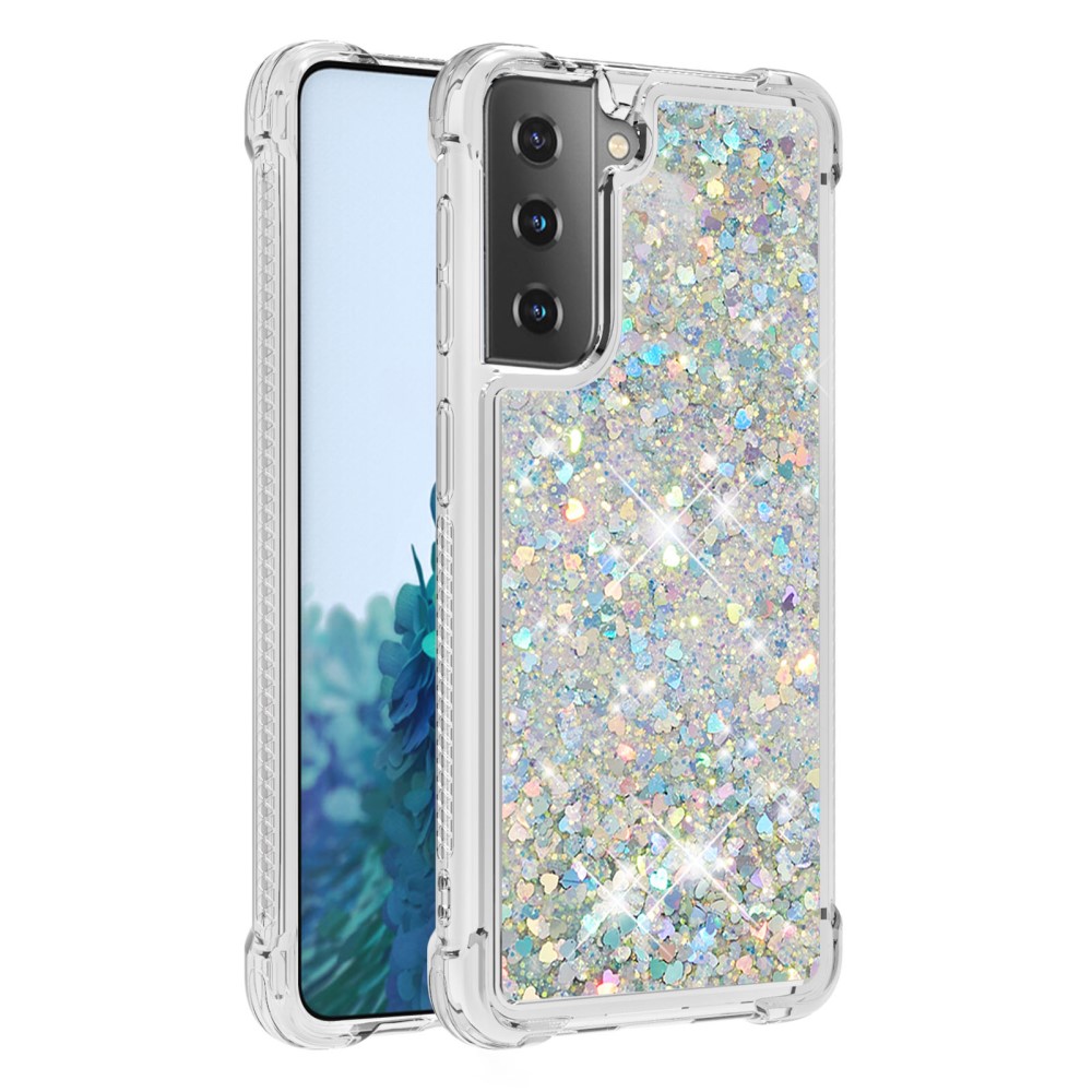  Samsung Galaxy S21 Plus - Shockproof Quicksand Skal - Silver
