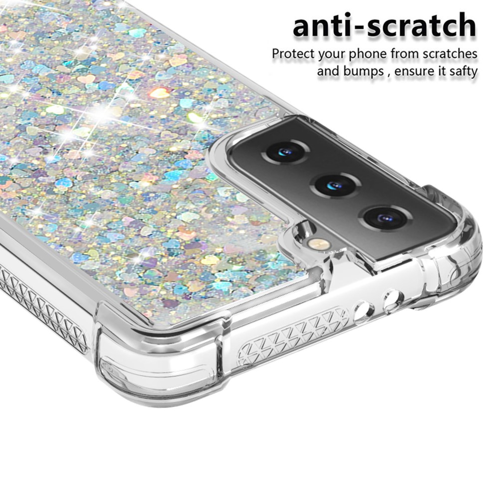  Samsung Galaxy S21 Plus - Shockproof Quicksand Skal - Silver