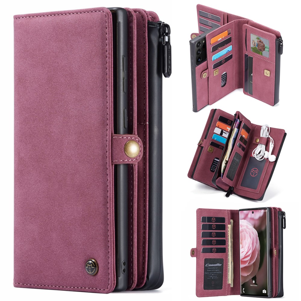 CASEME Samsung Galaxy S21 Plus - CASEME 2-i-1 Multifunktionellt Plånboksfodral - Röd