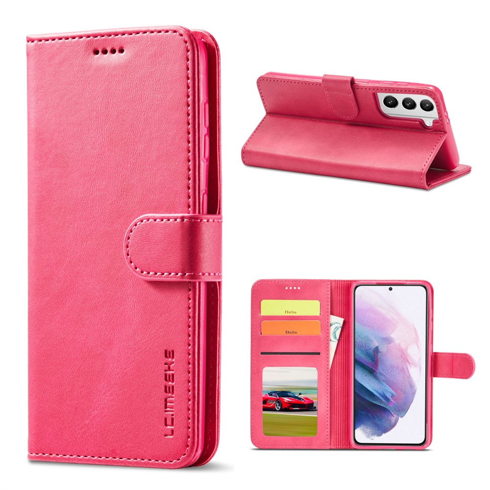 LC.IMEEKE Samsung Galaxy S21 Plus - LC.IMEEKE Läder Fodral - Rosa/Röd
