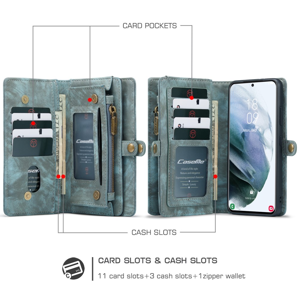 CASEME Samsung Galaxy S21 Ultra - CASEME 2-i-1 Multifunktionellt Plånboksfodral - Grön