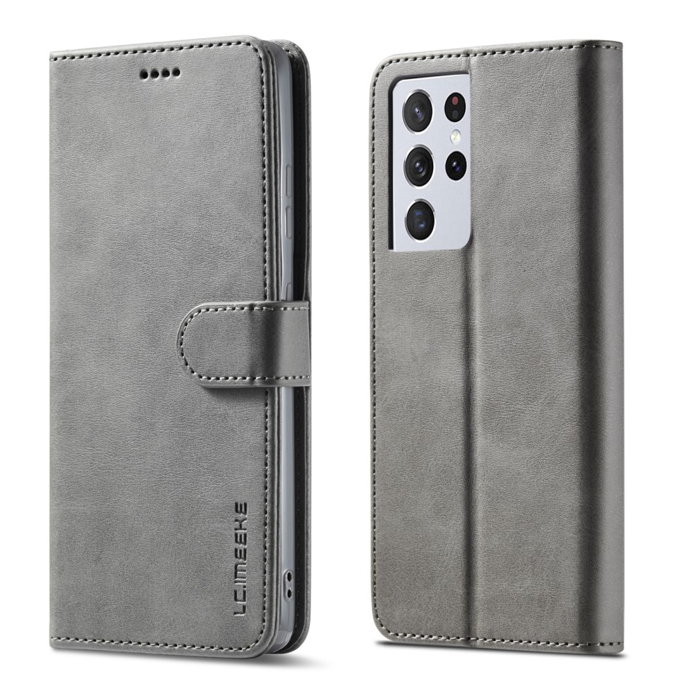 LC.IMEEKE Samsung Galaxy S21 Ultra - LC.IMEEKE Läder Fodral - Grå