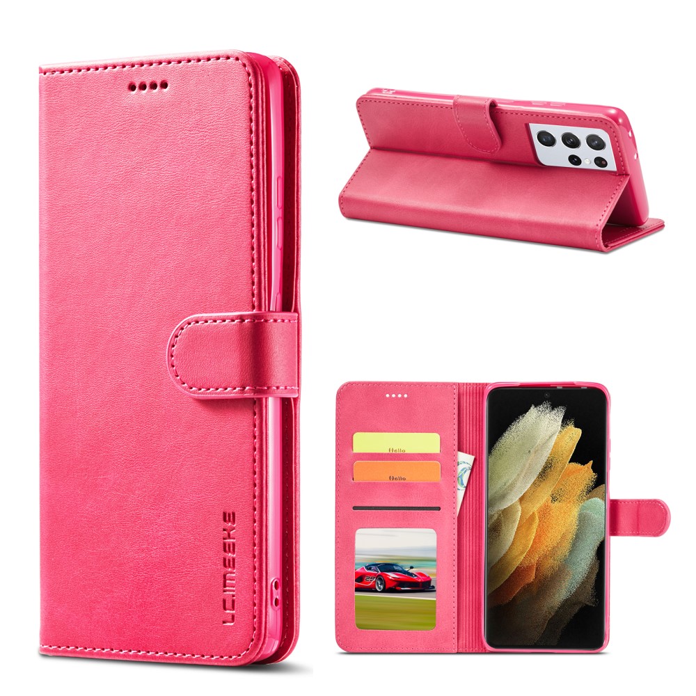 LC.IMEEKE Samsung Galaxy S21 Ultra - LC.IMEEKE Läder Fodral - Rosa