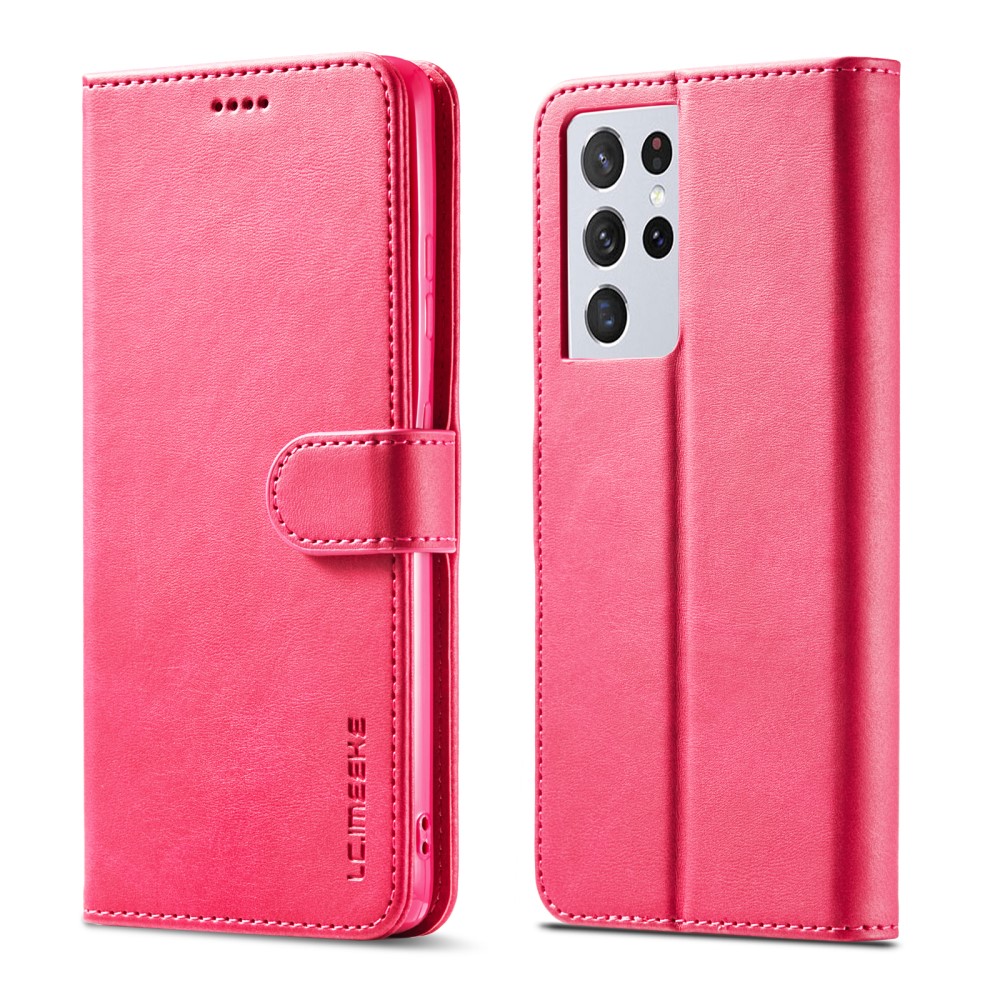 LC.IMEEKE Samsung Galaxy S21 Ultra - LC.IMEEKE Läder Fodral - Rosa
