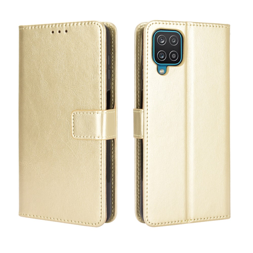  Samsung Galaxy A12 - Crazy Horse Fodral - Guld