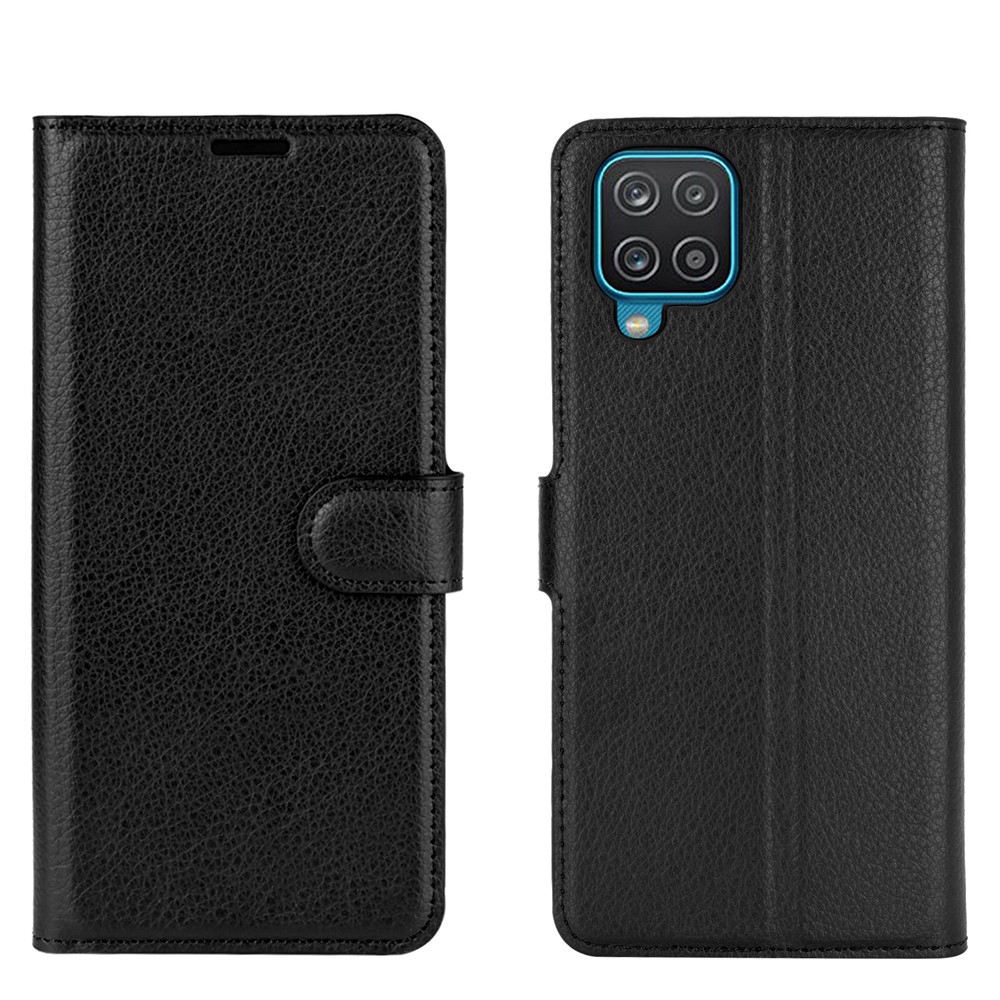  Samsung Galaxy A12 - Litchi Textur Fodral - Svart