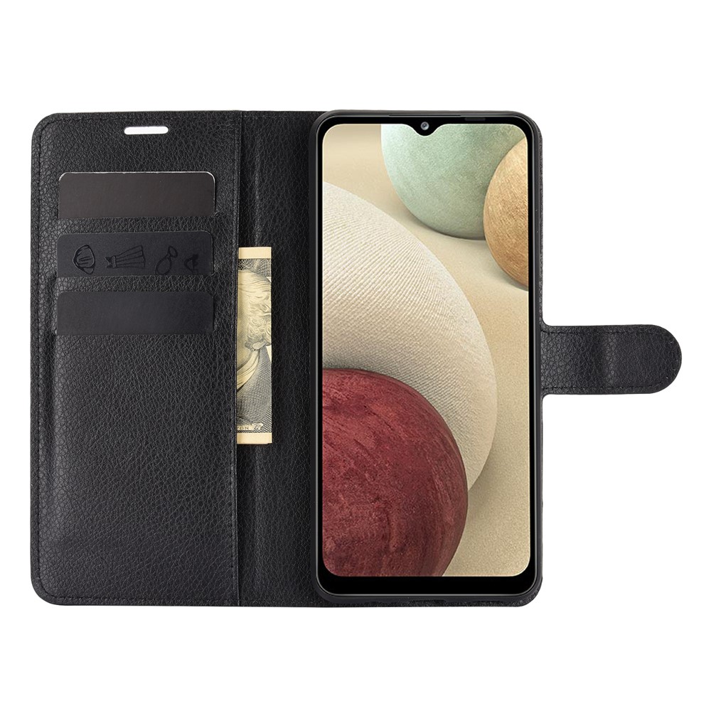  Samsung Galaxy A12 - Litchi Textur Fodral - Svart