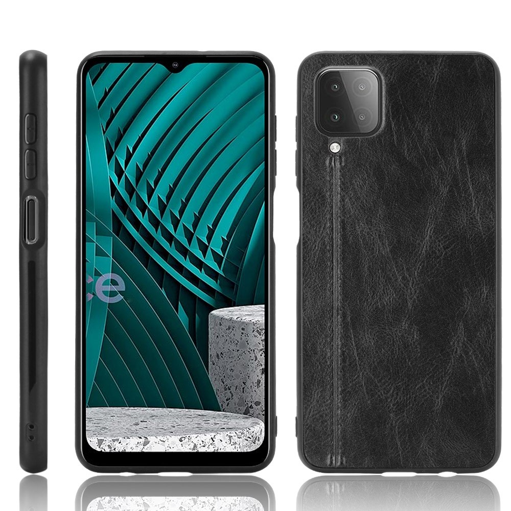  Samsung Galaxy A12 - Läderbelagt Hybrid Skal - Svart
