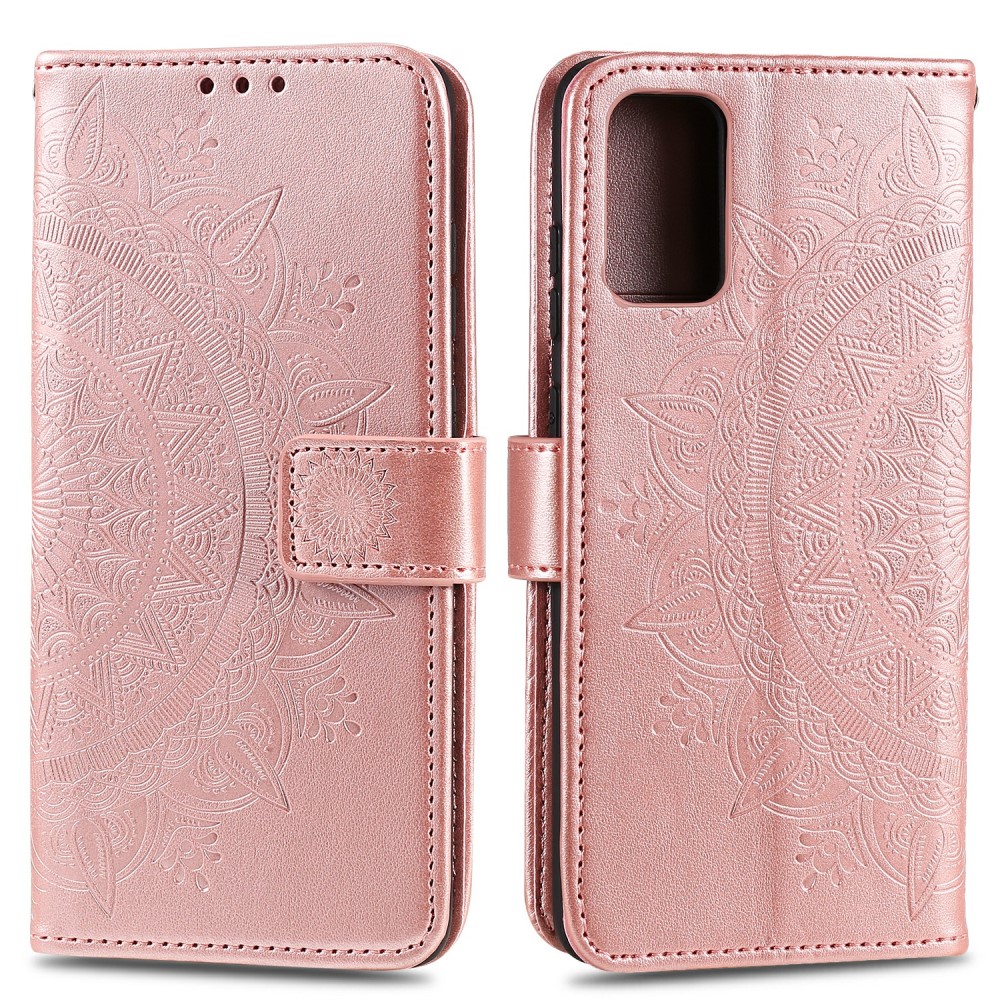  Samsung Galaxy A02s - Mandala Läder Fodral - Roséguld