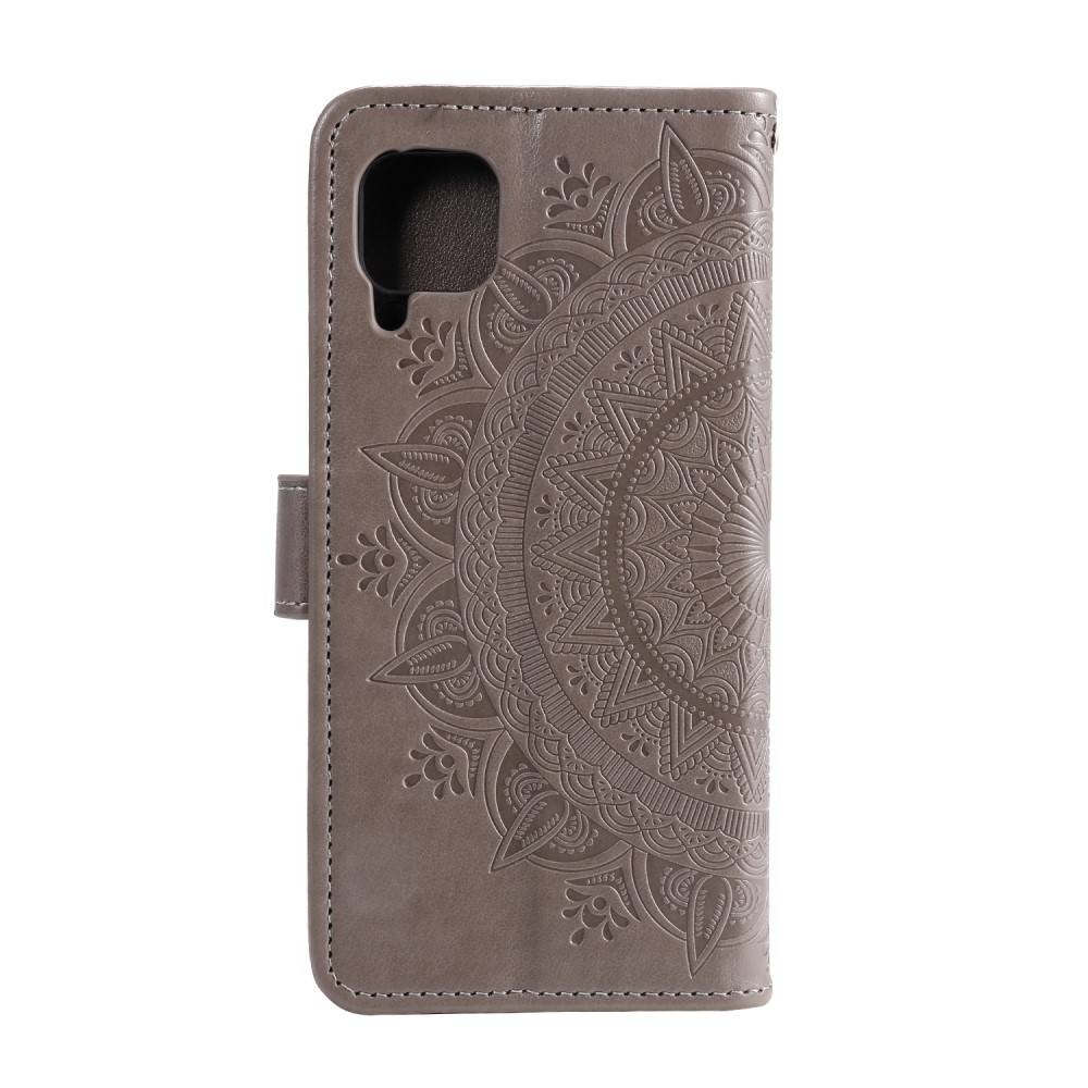  Samsung Galaxy A12 - Mandala Läder Fodral - Grå