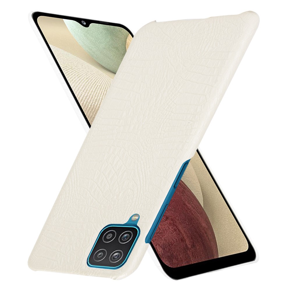  Samsung Galaxy A12 - Krokodil Textur Läder Skal - Vit
