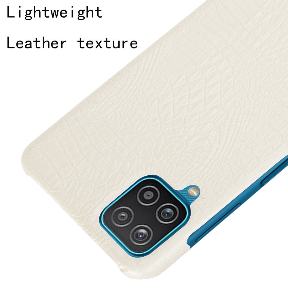  Samsung Galaxy A12 - Krokodil Textur Läder Skal - Vit
