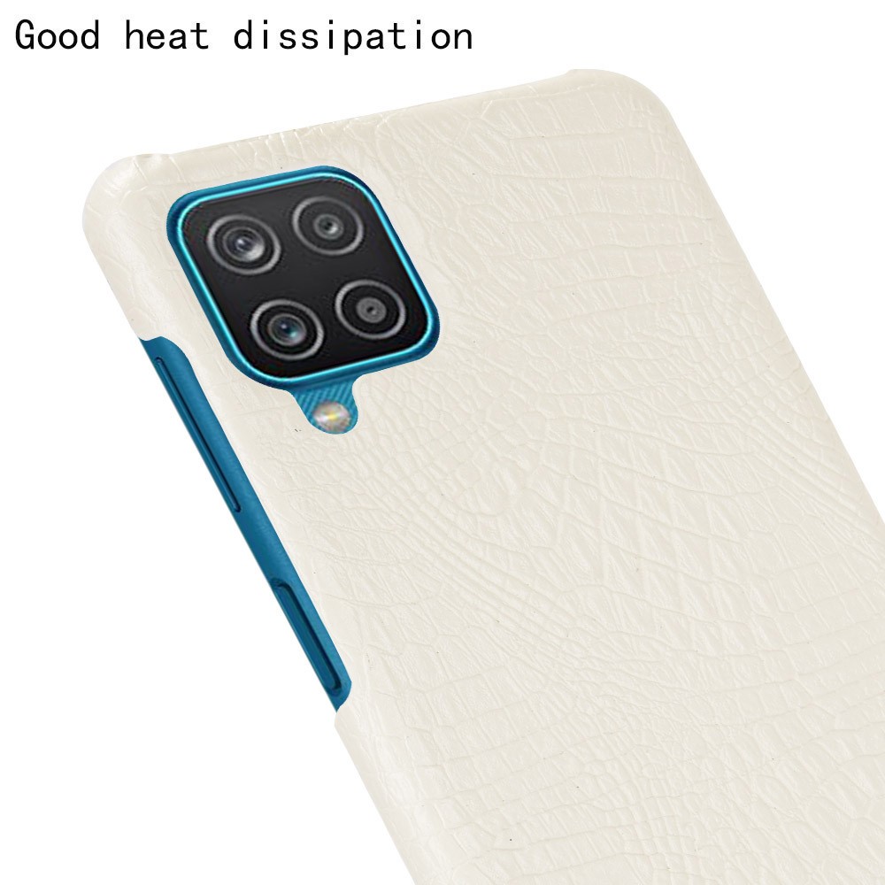  Samsung Galaxy A12 - Krokodil Textur Läder Skal - Vit
