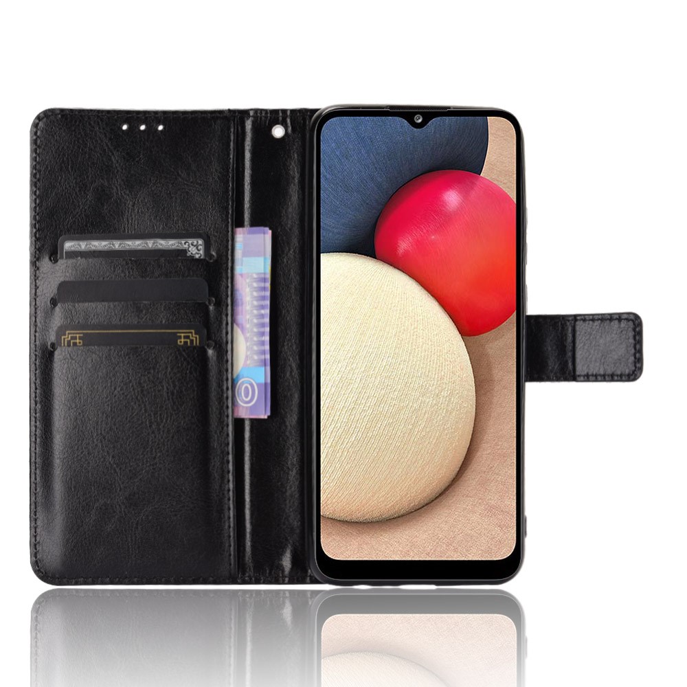  Samsung Galaxy A02s - Crazy Horse Läder Fodral - Svart