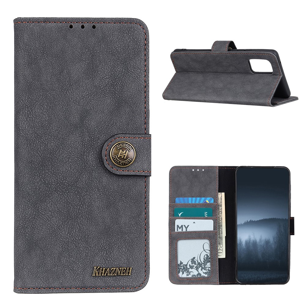 KHAZNEH Samsung Galaxy A02s - KHAZNEH Retro Split Läder Fodral - Svart