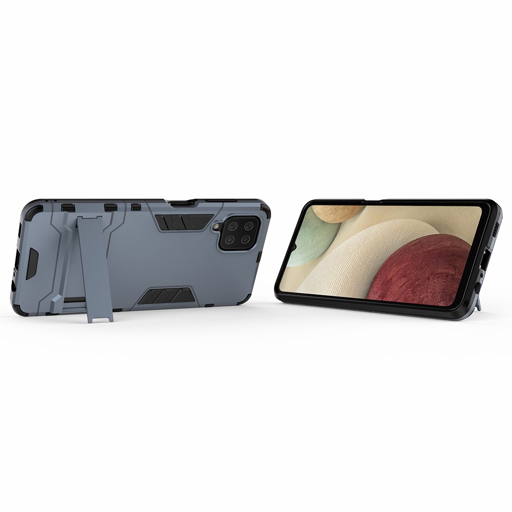 Samsung Galaxy A12 - Hybrid Skal Med Kickstand - Blå