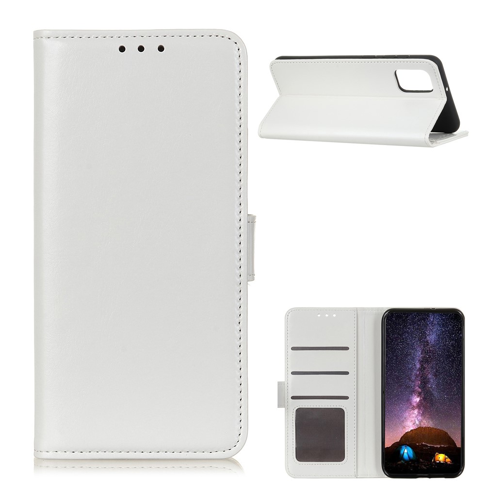  Samsung Galaxy A02s - Crazy Horse Läder Fodral - Vit