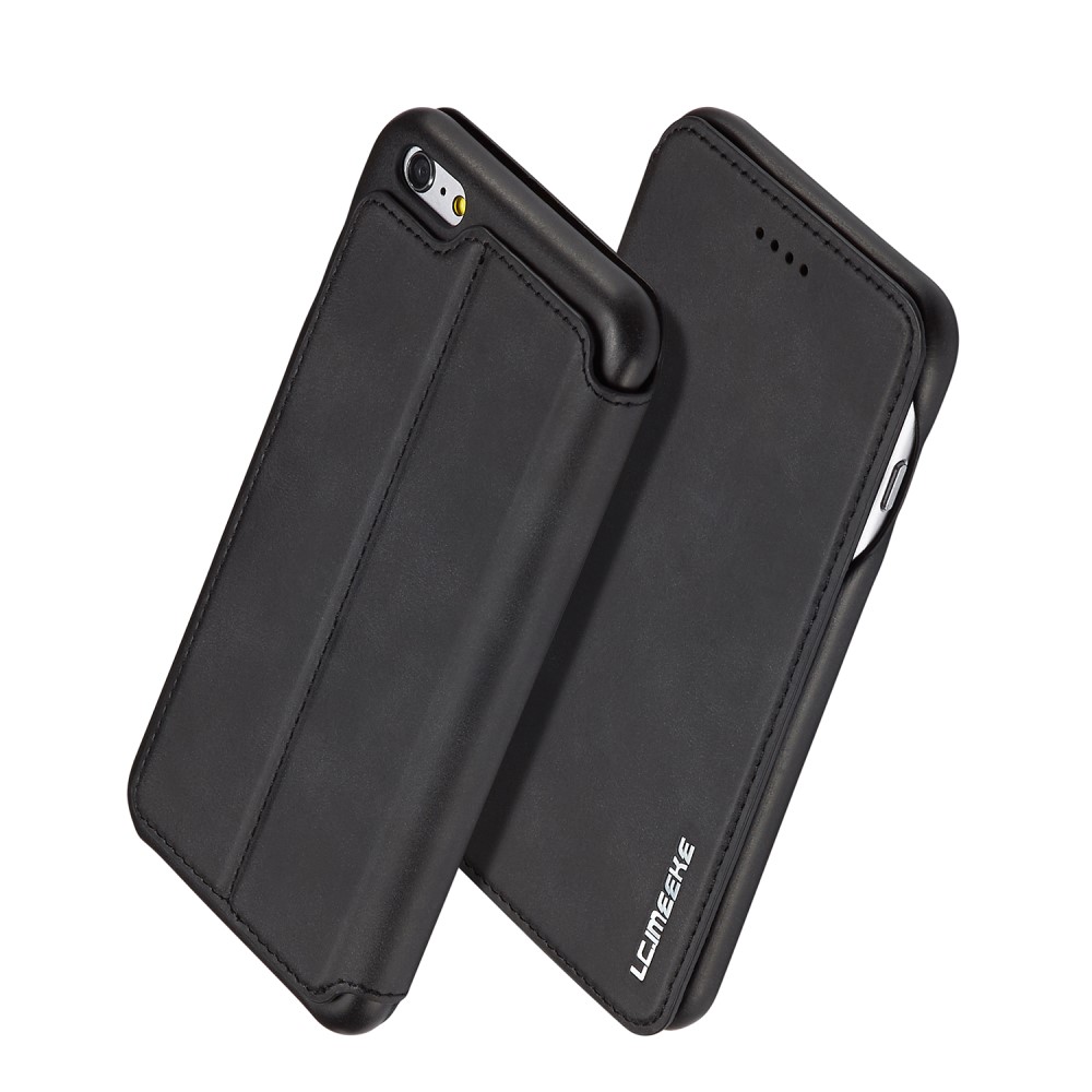 LC.IMEEKE iPhone 6/6S - LC.IMEEKE Retro Läder Fodral - Svart