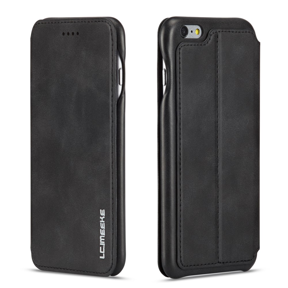 LC.IMEEKE iPhone 6/6S - LC.IMEEKE Retro Läder Fodral - Svart