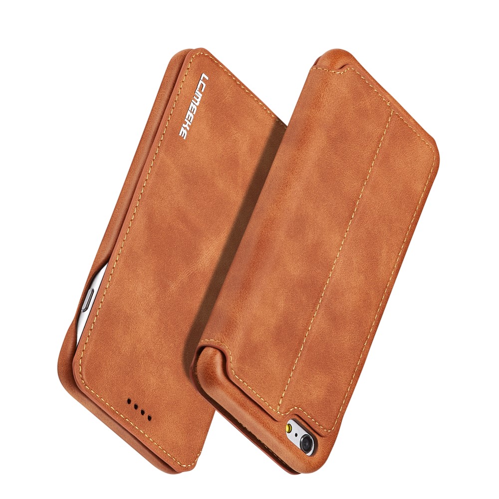 LC.IMEEKE iPhone 6/6S Plus - LC.IMEEKE Retro Läder Fodral - Brun