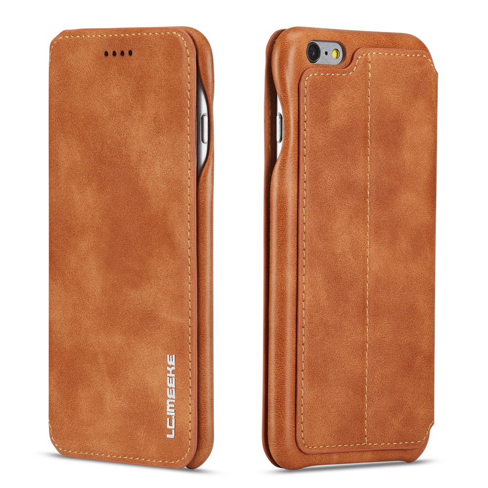 LC.IMEEKE iPhone 6/6S Plus - LC.IMEEKE Retro Läder Fodral - Brun