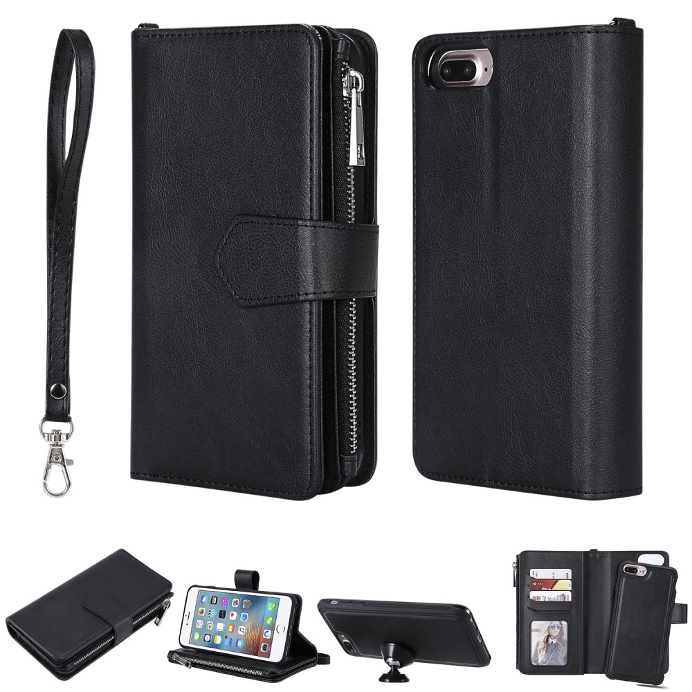  iPhone 6/6S/7/8 Plus - 2in1 Magnet Skal / Plånboksfodral - Svart