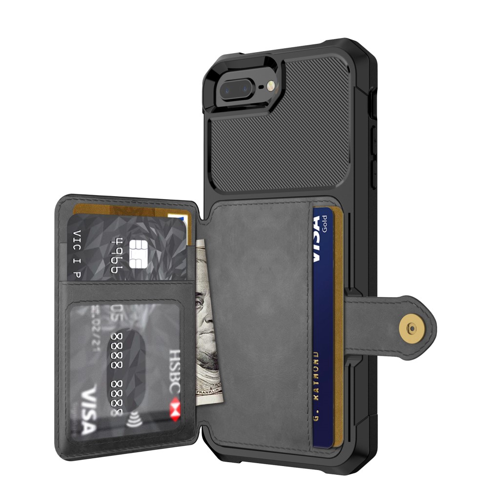  iPhone 6/6S/7/8 Plus - Skal Med Magnetiskt Plånbok - Svart