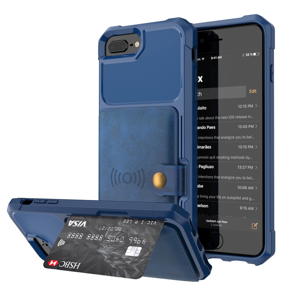  iPhone 6/6S/7/8 Plus - Skal Med Magnetiskt Plånbok - Blå