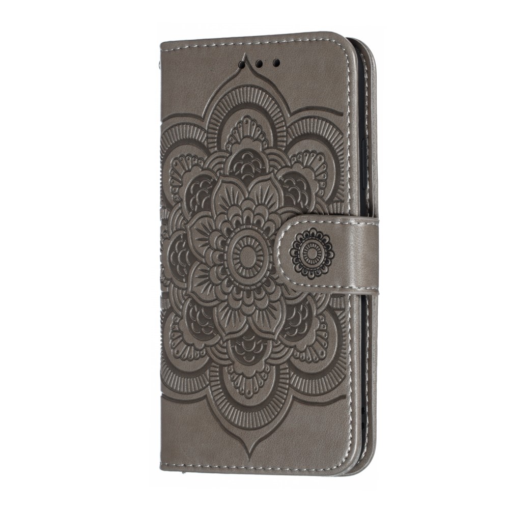  iPhone X/Xs - Mandala Läder Fodral - Grå
