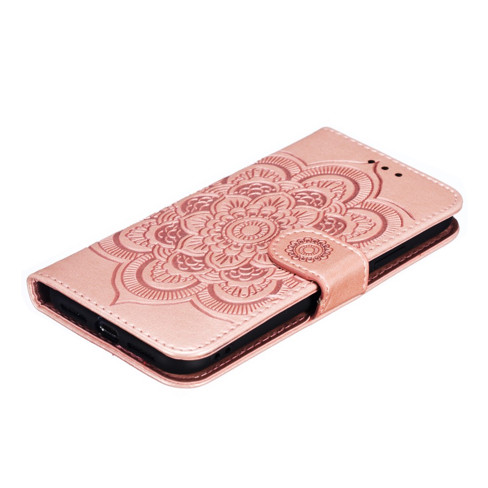  iPhone X/Xs - Mandala Läder Fodral - Roséguld