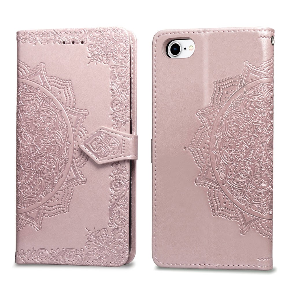  iPhone 7/8/SE (2020/2022) - Mandala Läder Fodral - Roséguld