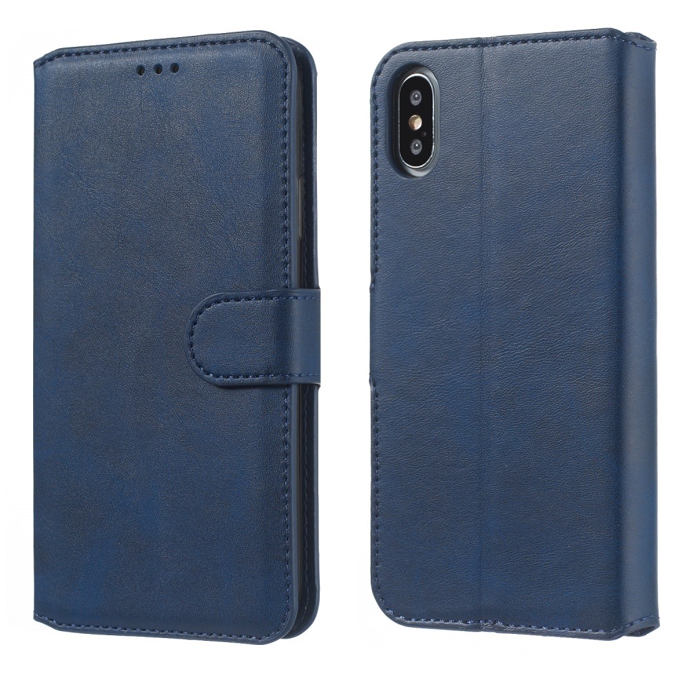  iPhone X/Xs - Solid Läder Fodral - Blå