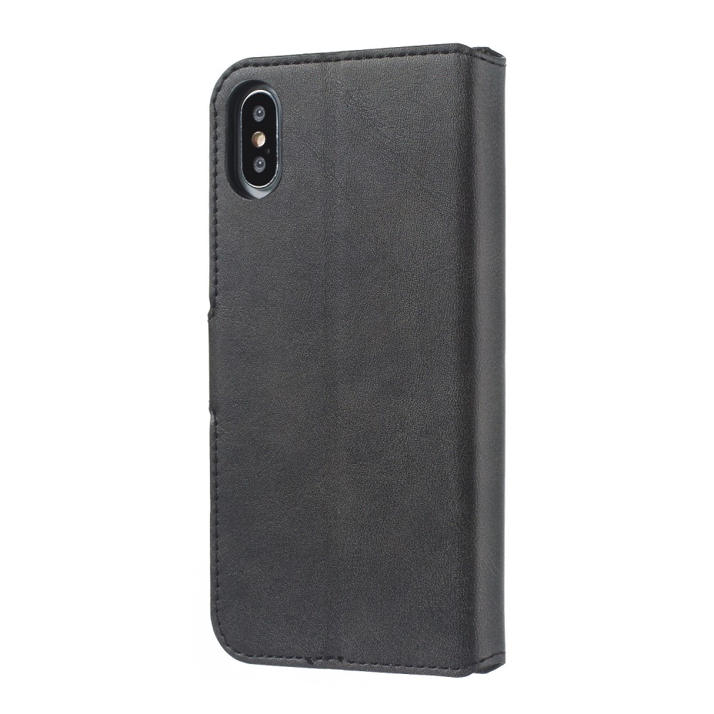  iPhone X/Xs - Solid Läder Fodral - Svart