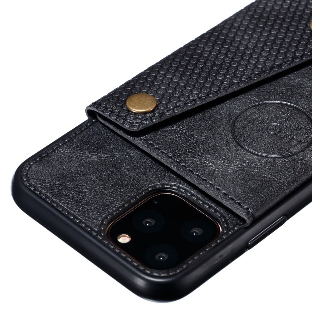  iPhone 12 Pro Max - Läder Skal Med Kortfack Och Magnet - Svart
