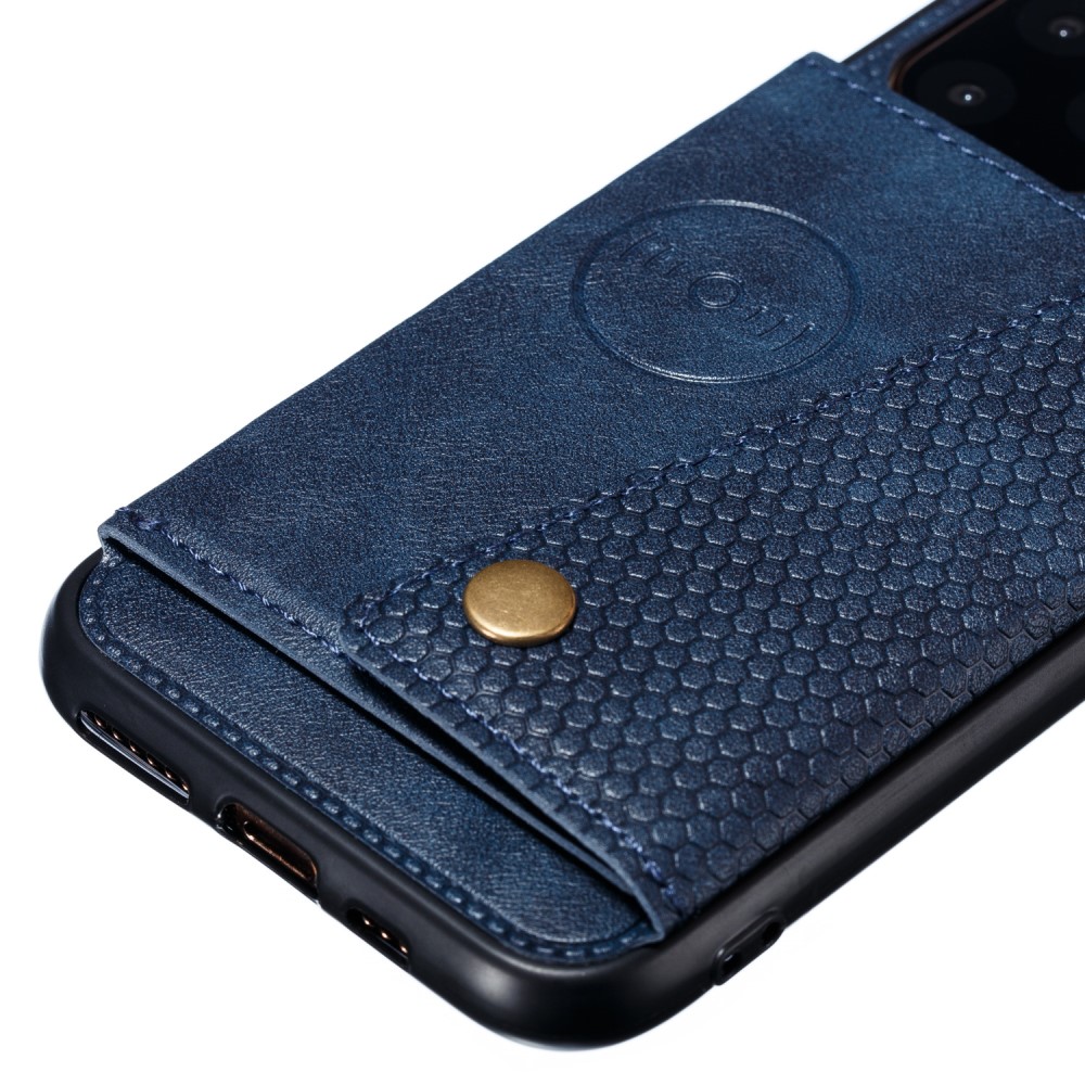  iPhone 12 Pro Max - Läder Skal Med Kortfack Och Magnet - Blå