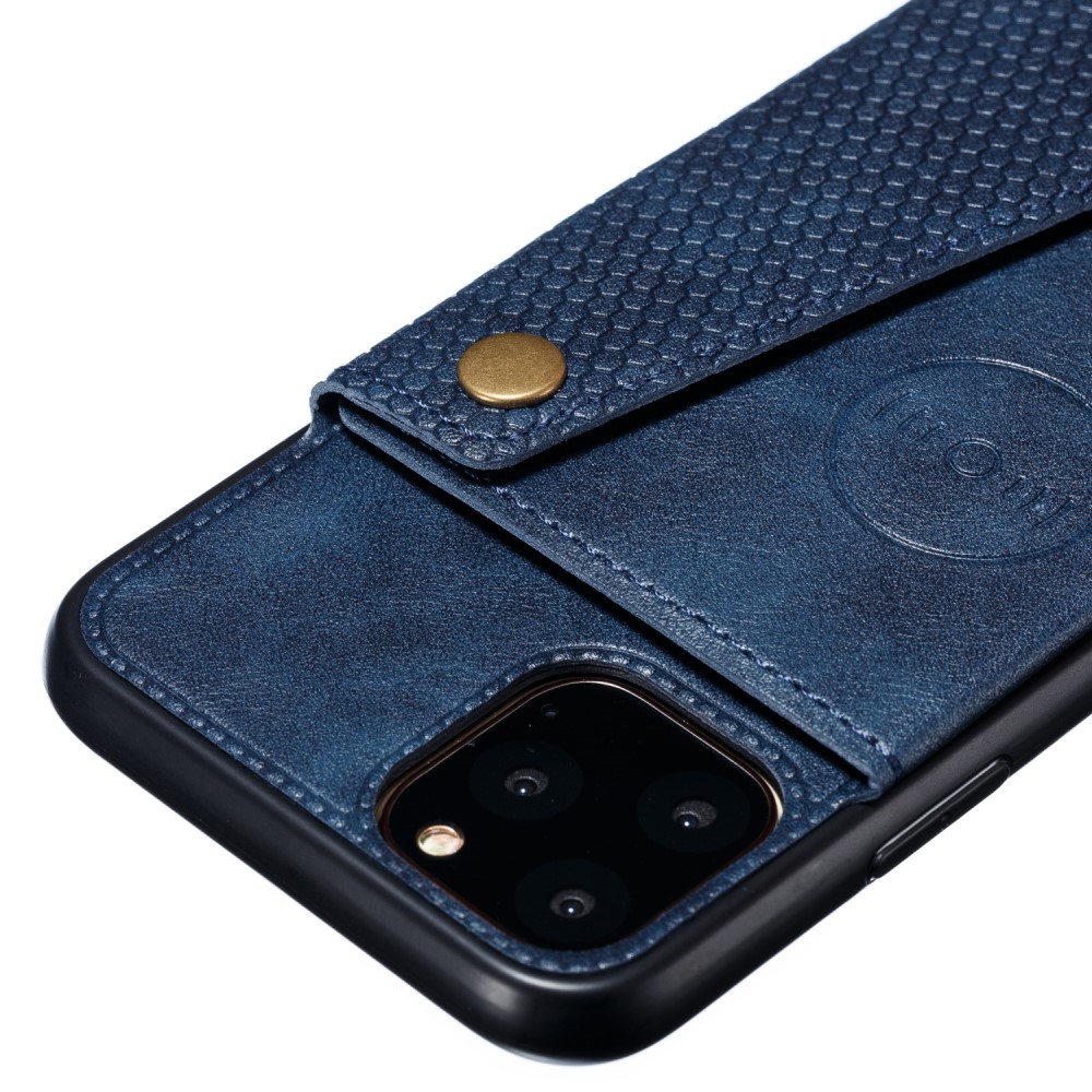  iPhone 12 Pro Max - Läder Skal Med Kortfack Och Magnet - Blå