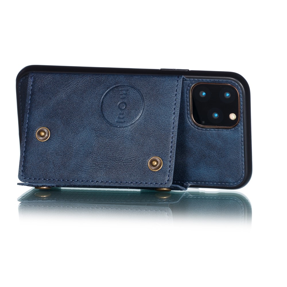  iPhone 12 Pro Max - Läder Skal Med Kortfack Och Magnet - Blå