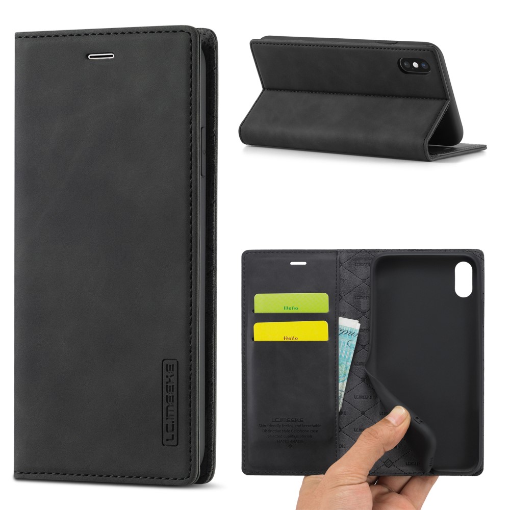 LC.IMEEKE iPhone X/Xs - LC.IMEEKE Läder Flip Fodral - Svart