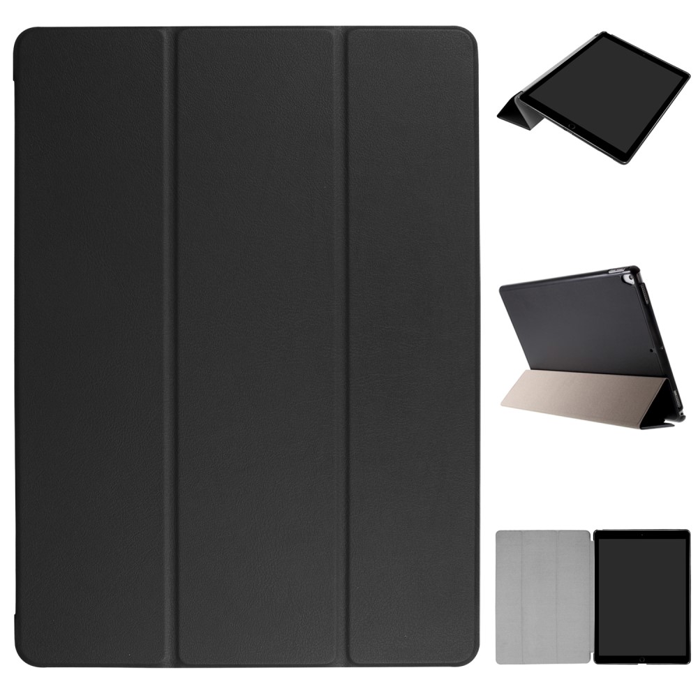  iPad Pro 12.9 (2017) - Tri-Fold Läder Fodral - Svart