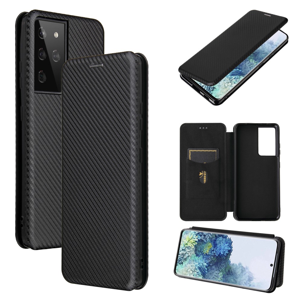  Samsung Galaxy S21 Ultra - Kolfiber Textur Fodral - Svart
