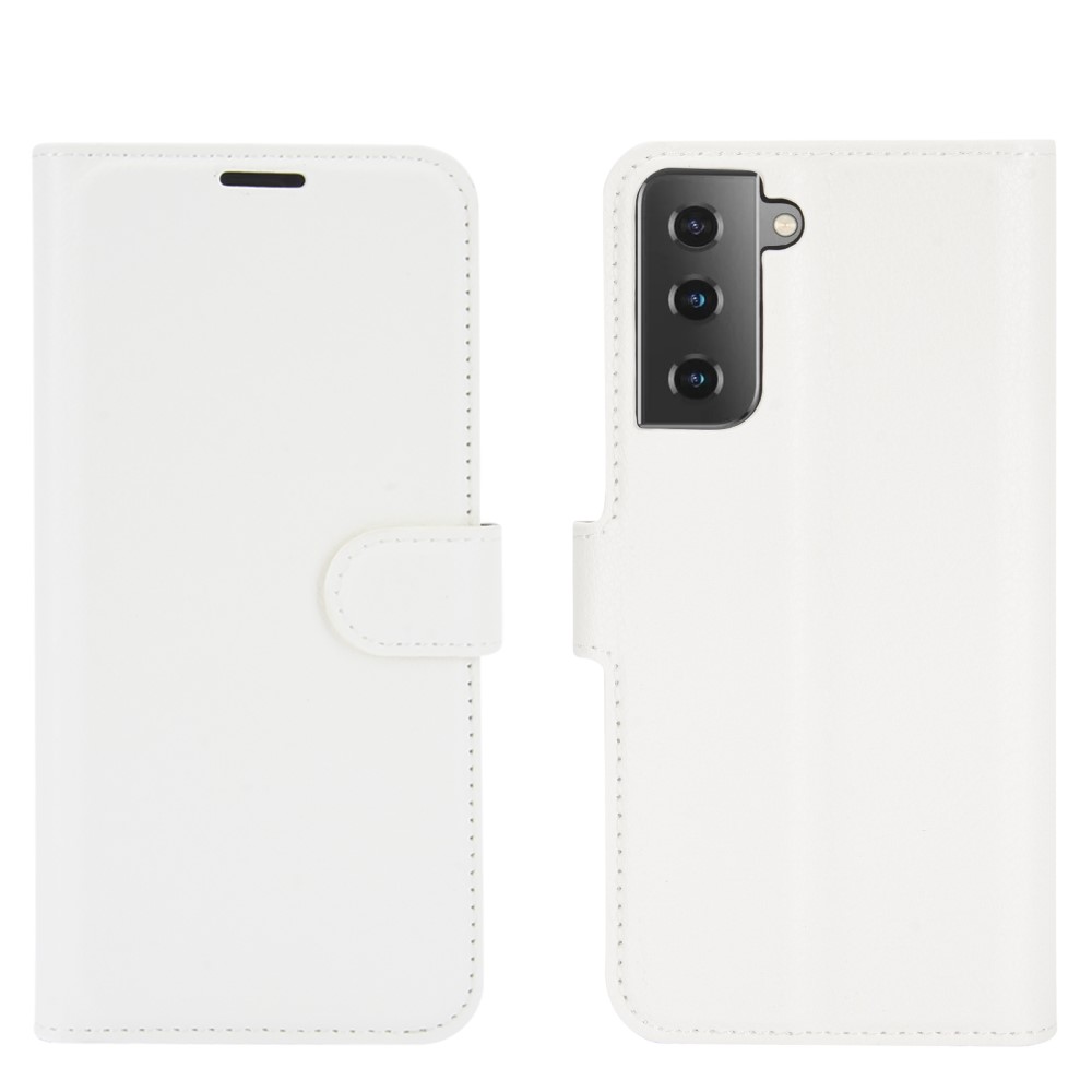  Samsung Galaxy S21 Plus - Litchi Läder Fodral - Vit