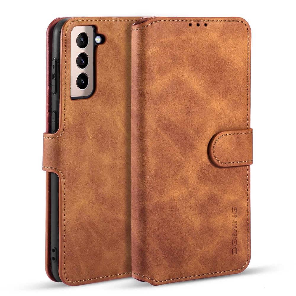 DG.MING Samsung Galaxy S21 - DG.MING Retro Läder Fodral - Brun