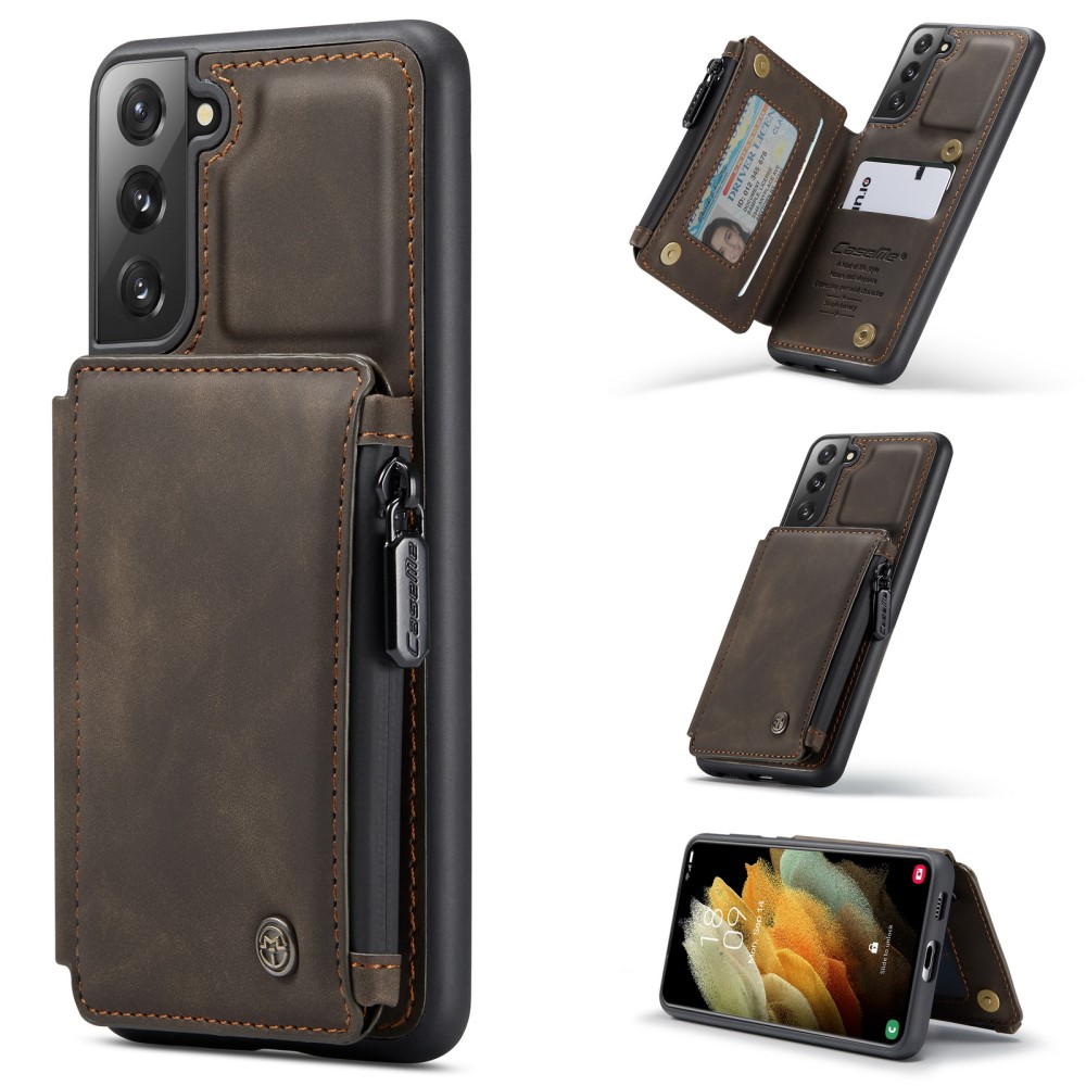 CASEME Samsung Galaxy S21 Plus - CASEME Skal med Plånboksfunktion - Mörk run